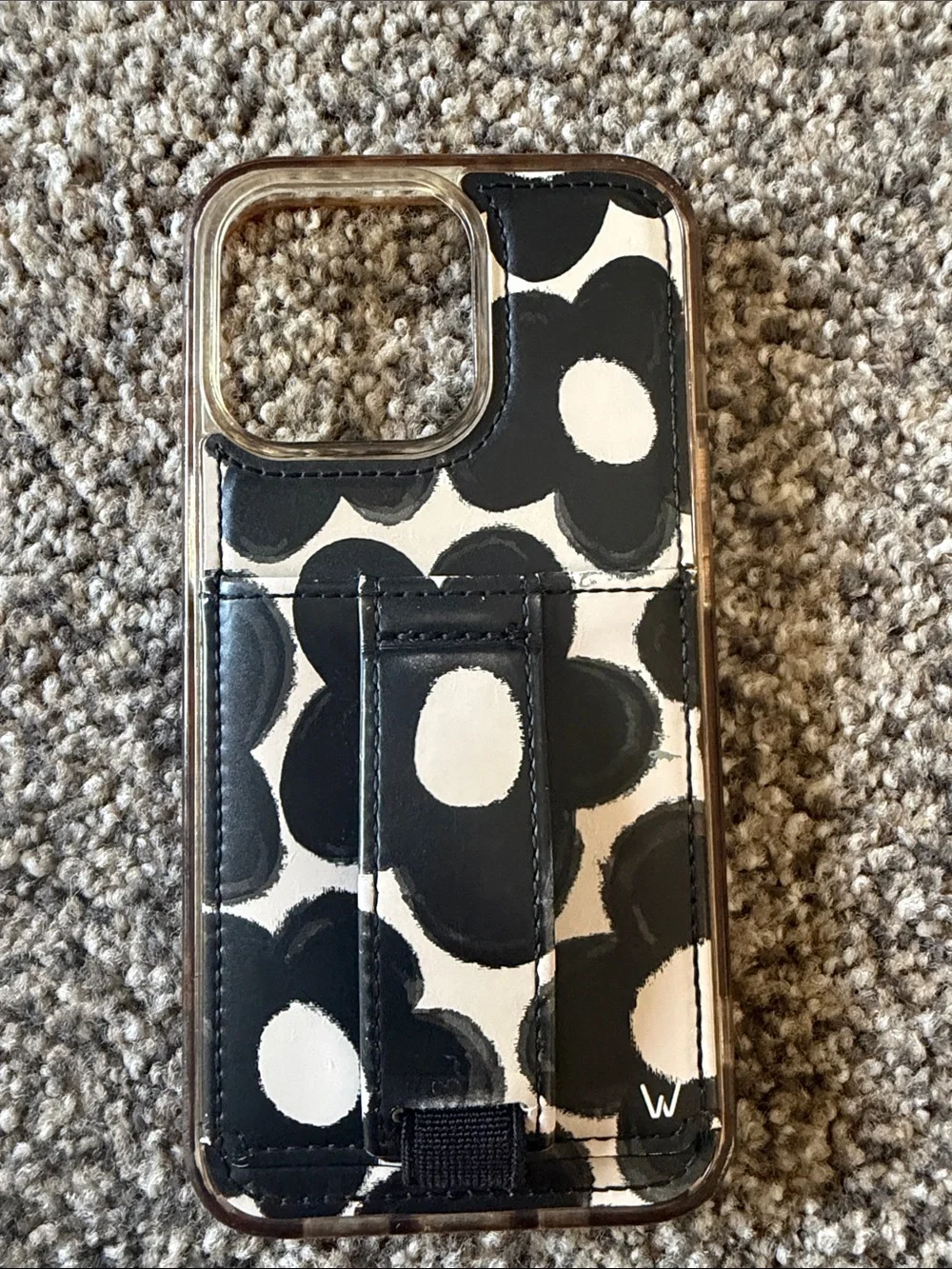 Walli Phone Case with Black Floral and Tan Checker Options 13 pro and 15 pro